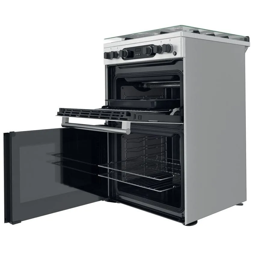 Hotpoint Cannon CD67G0CCX 60cm Double Oven Gas Cooker Twin Cavity Oven Hob Stainless Steel Inox