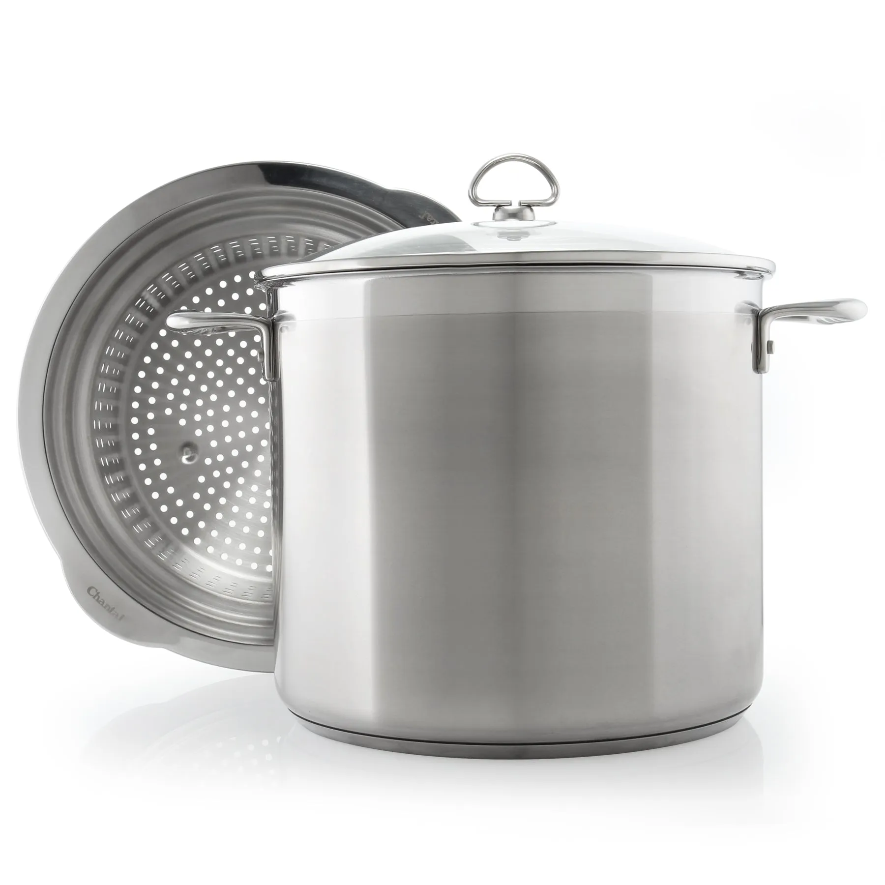 Induction 21 Steel Stockpot with Lid (12 Qt.) & Steamer/Pasta Insert