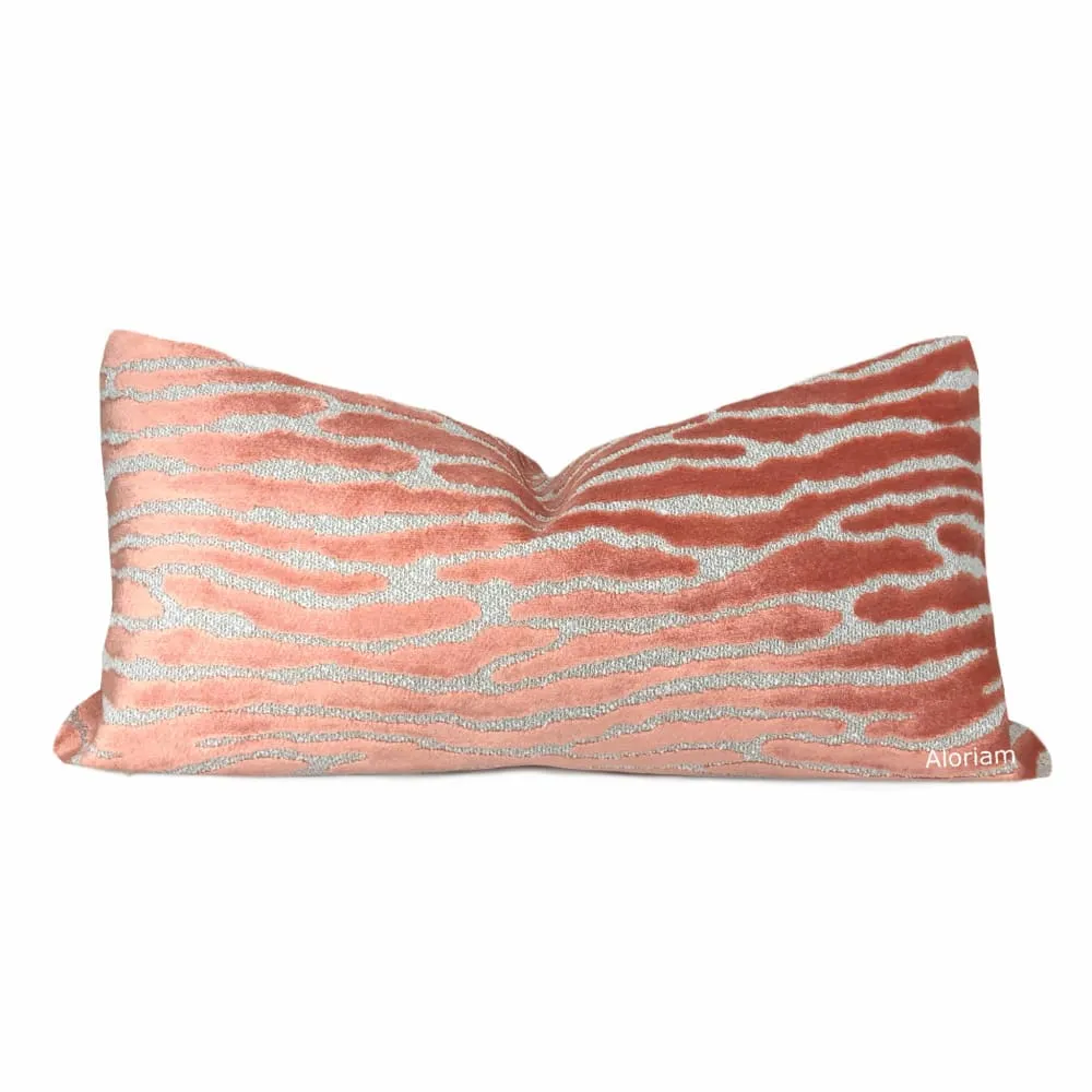 Jocelyn Coral Pink Wavy Cut Velvet Pillow Cover