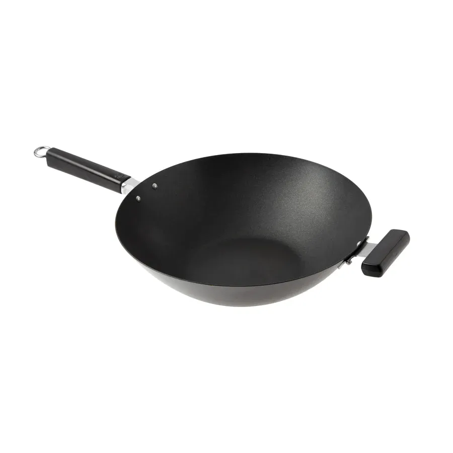 Joyce Chen Professional Series 14-Inch Carbon Steel Excalibur Nonstick Flat Bottom Wok with Phenolic Handles