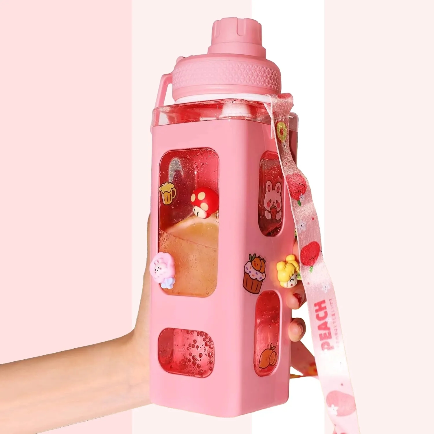 Kawaii Water Bottle With Straw & Sticker