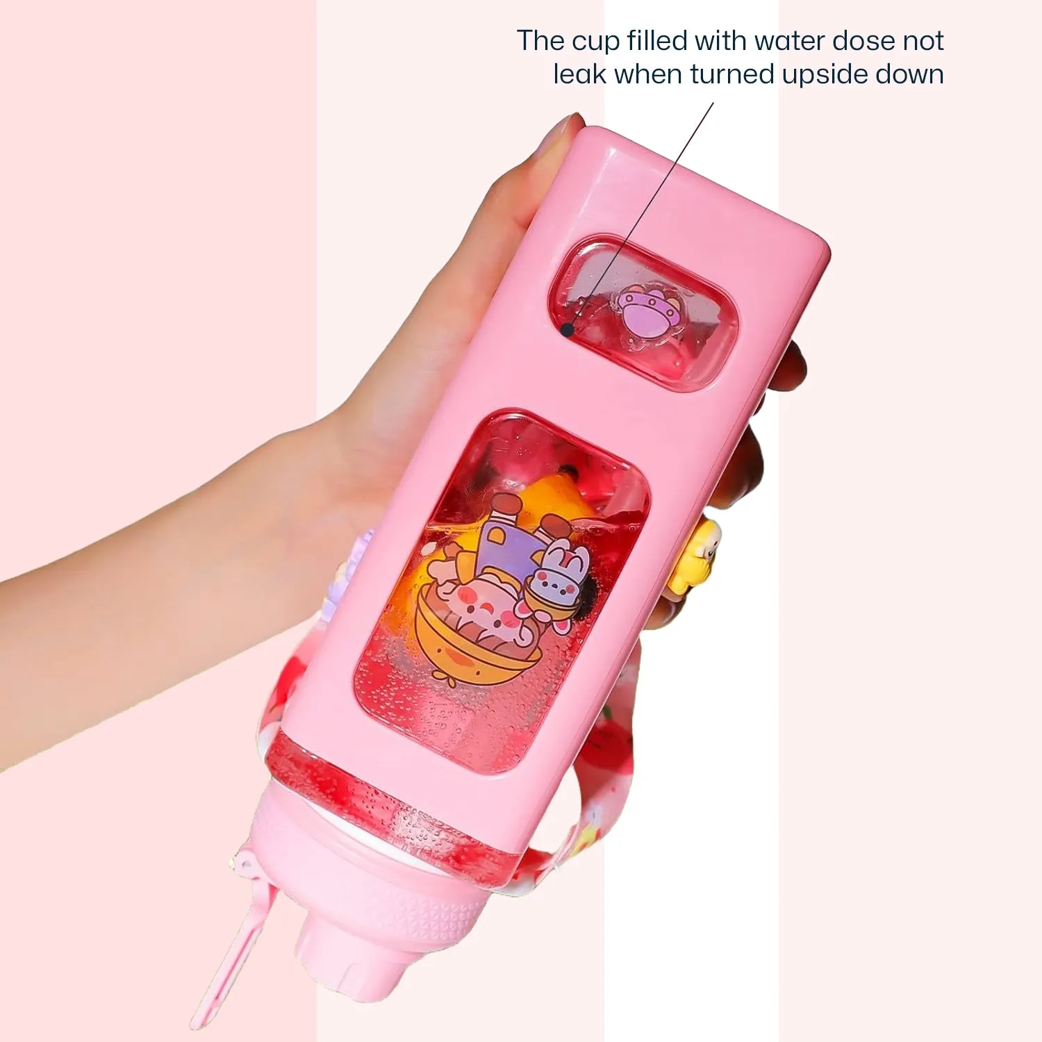 Kawaii Water Bottle With Straw & Sticker