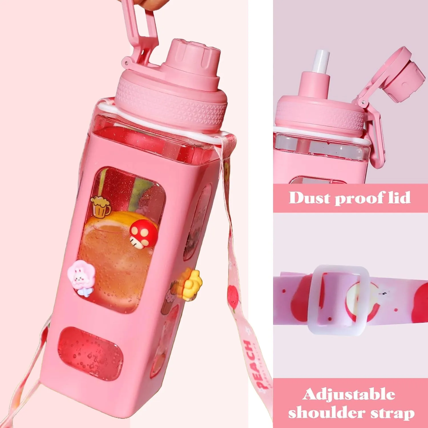 Kawaii Water Bottle With Straw & Sticker