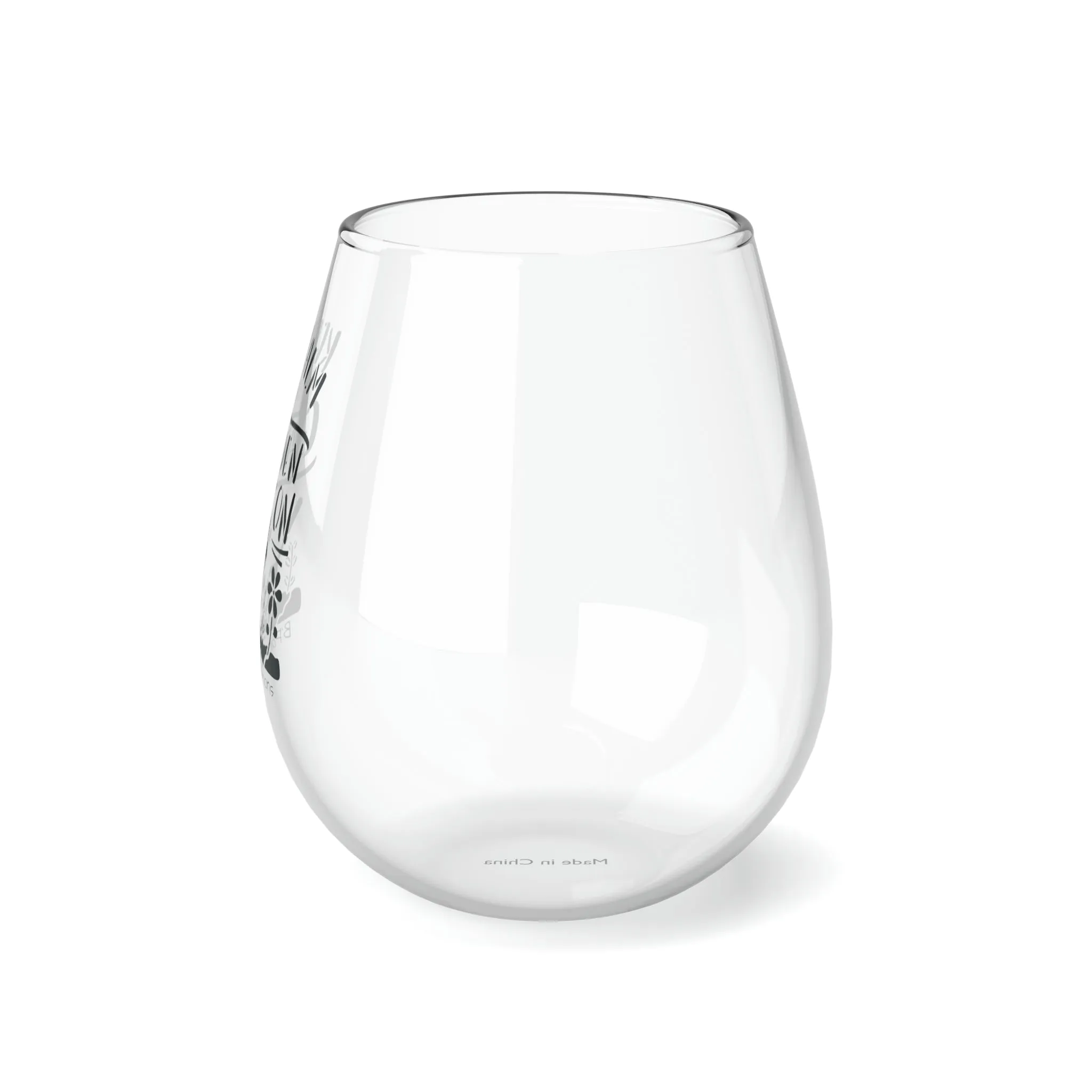 Keep Calm and Garden on Stemless Wine Glass