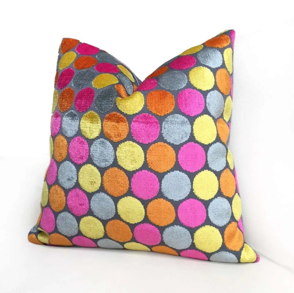 Kendall Multicolor Velvet Polka Dots Pillow Cover