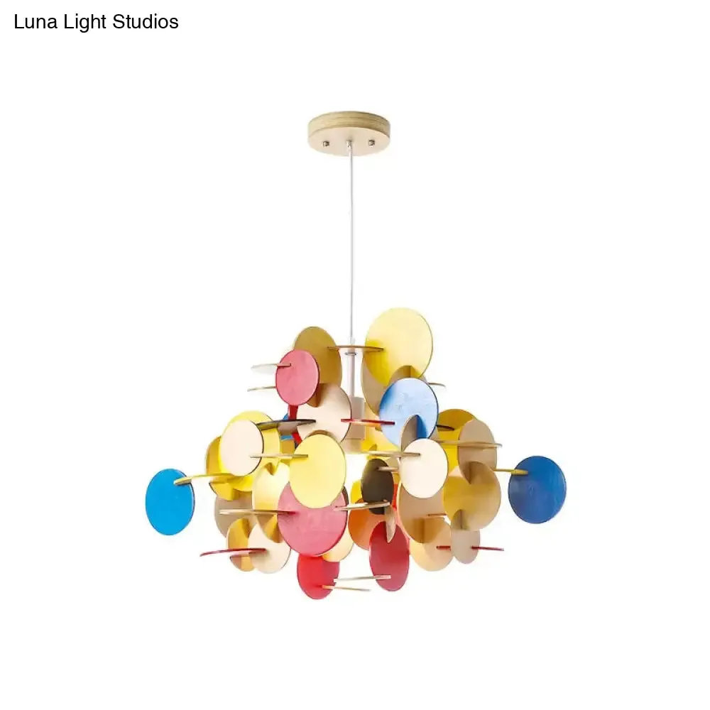 Kids Dot Decor Chandelier:Woody Hanging Light for Dining & Nursing Room