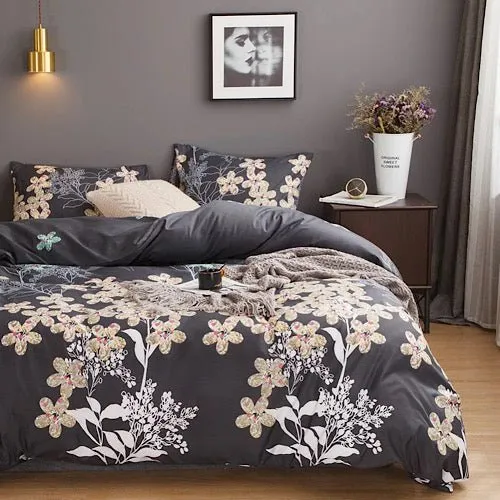 King Size 6 pieces, Lovely Flower design Iron Color, bedding set.