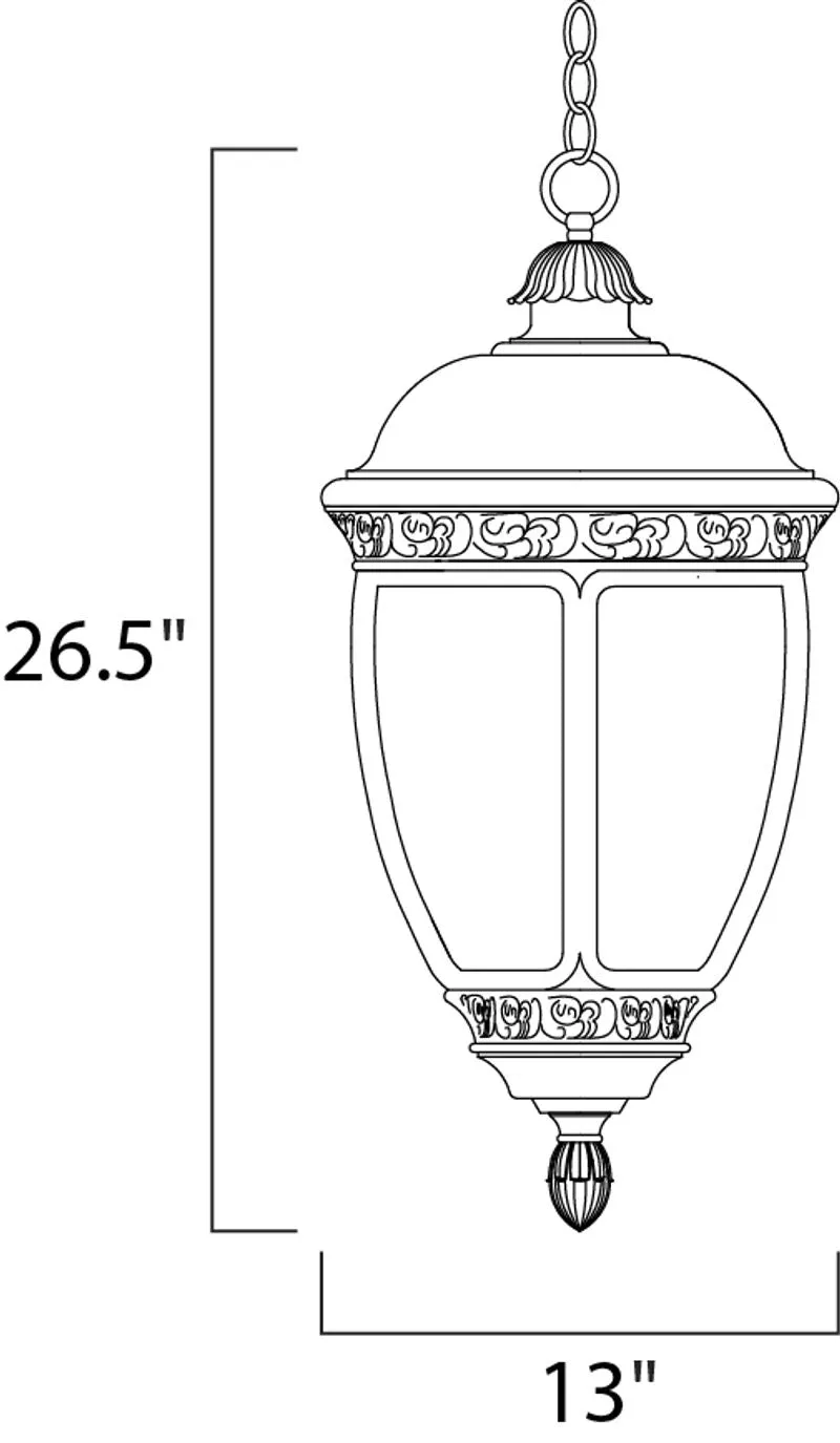 Knob Hill DC 26.5" 3 Light Outdoor Hanging Lantern in Sienna