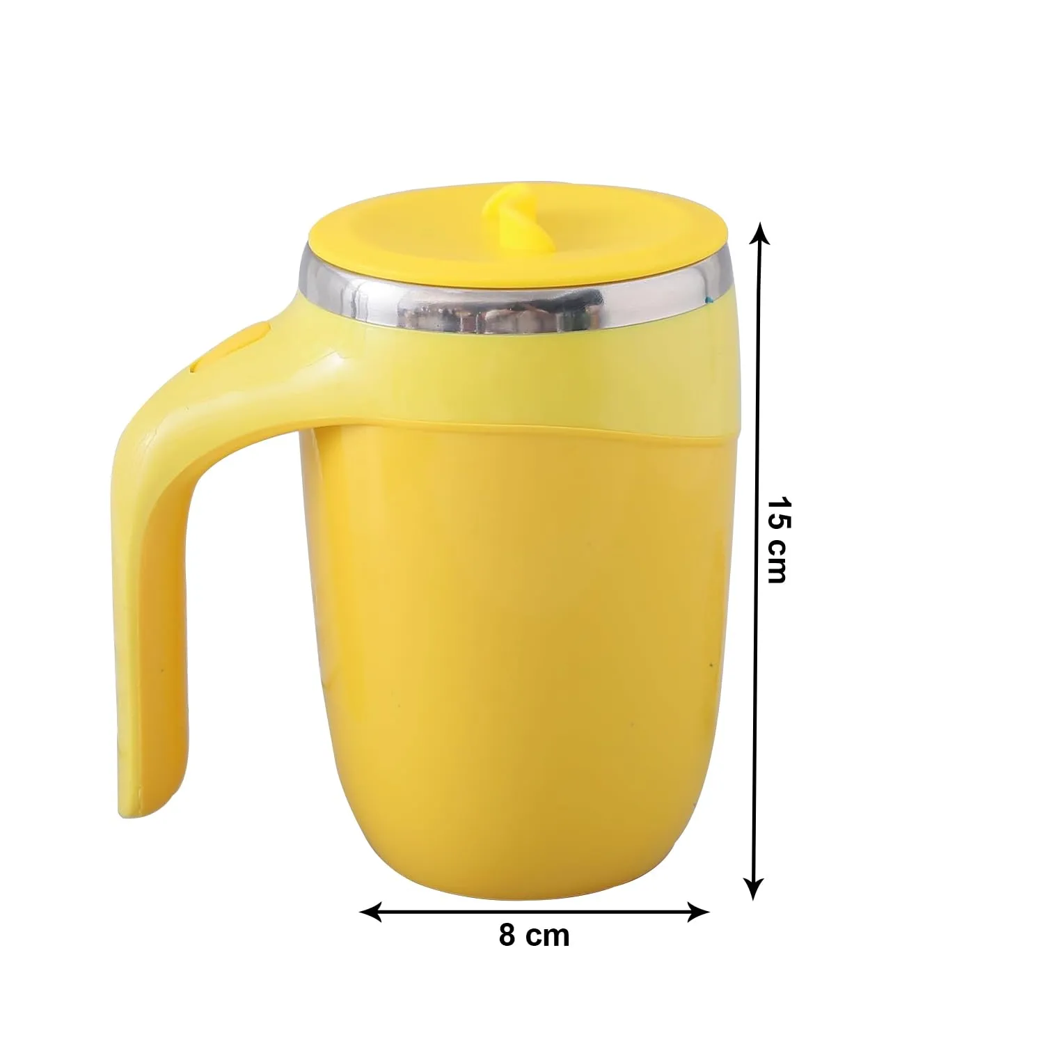 Kuber Industries Pack of 5 Anti-Fall Insulated Coffee Mug with Suction Bottom | Leak-Proof Stainless Steel Tumbler | Coffee Mug with Lid and Handle | 500 ML | Yellow