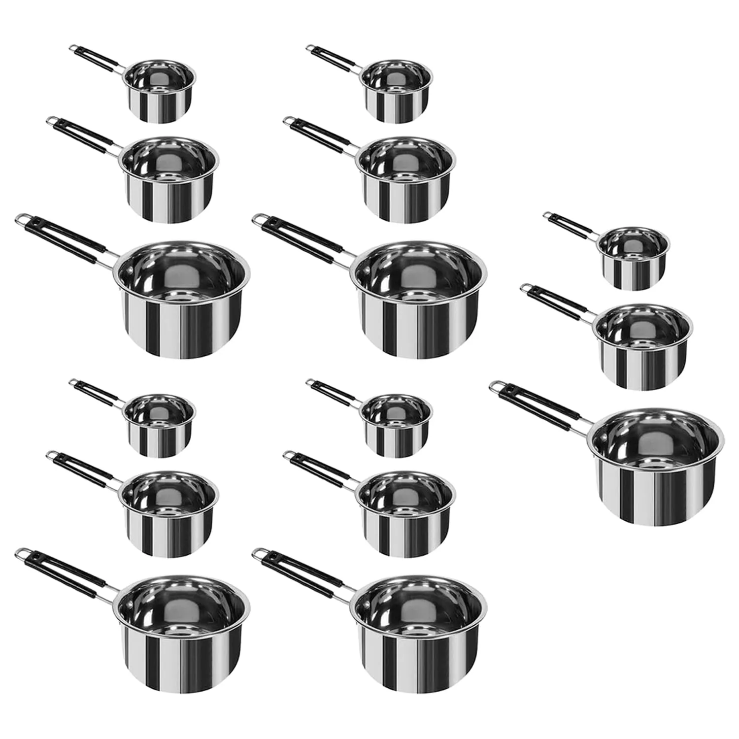 Kuber Industries Set of 3 Stainless Steel Saucepan/Tea Pan|1.1 L, 1.5 L, 2.2 L Capacity|Silicon Handle|Thick Base for Boiling Milk & Tea|Heavy Duty Gauge|Tapeli Patila, Sauce Pot Cookware (Pack of 5)