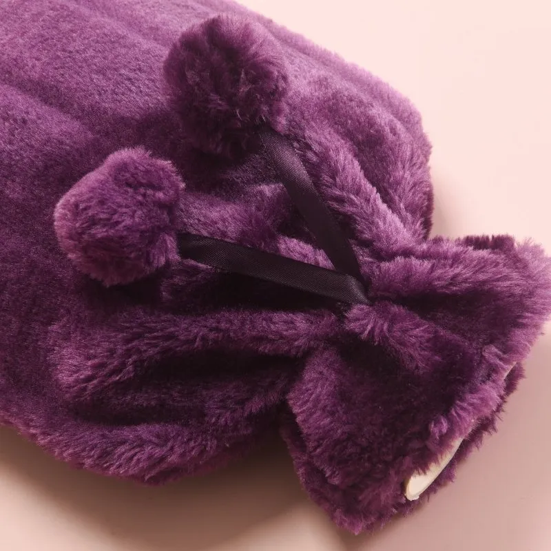 Large 2 Litre Natural Rubber Hot Water Bottle With Warm Faux Fur Cover