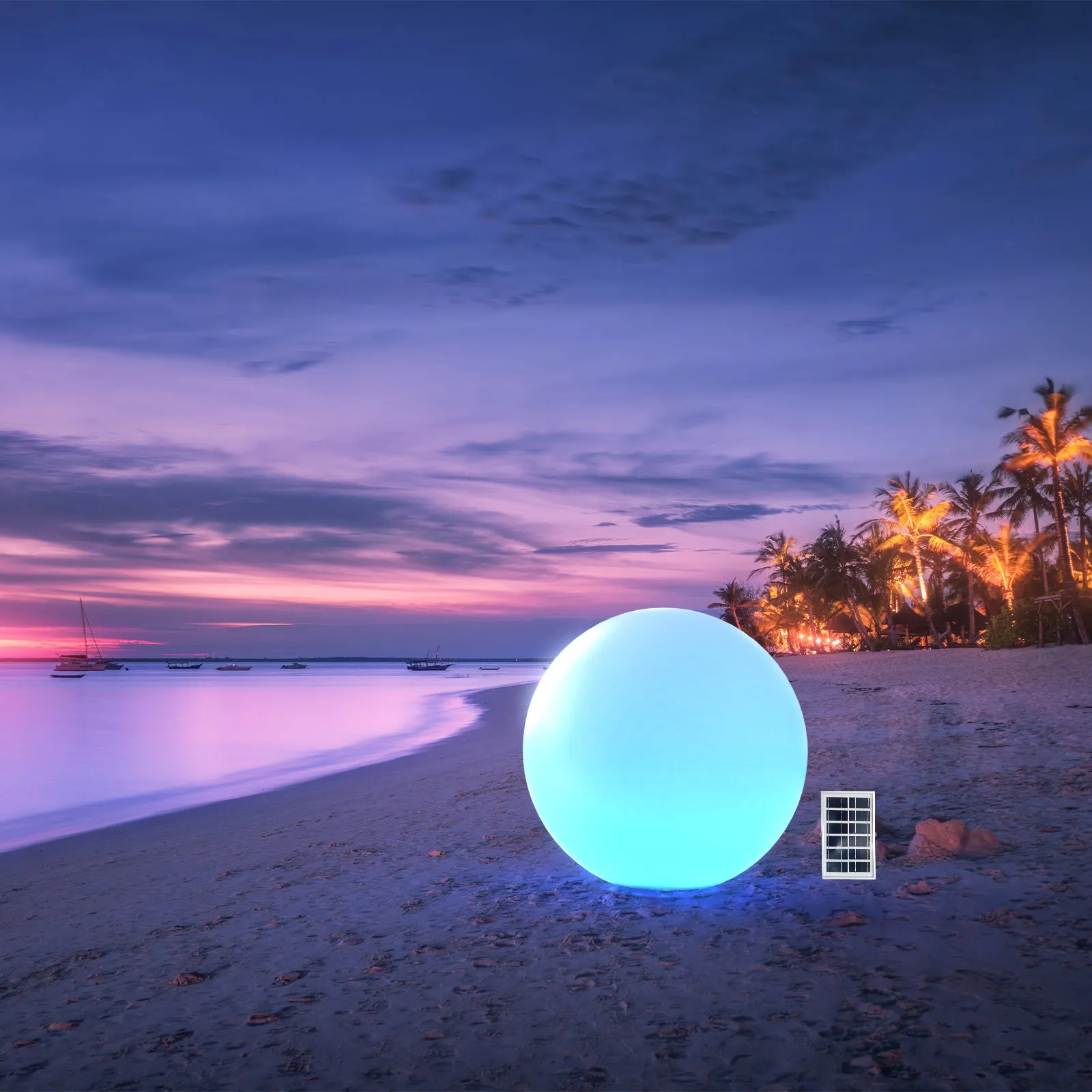 Large Fullmoon Solar Ball RGB color with Solar Panel & remote Control