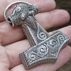 Large Silver Filigree Thors Hammer Pendant Replica from Kabara