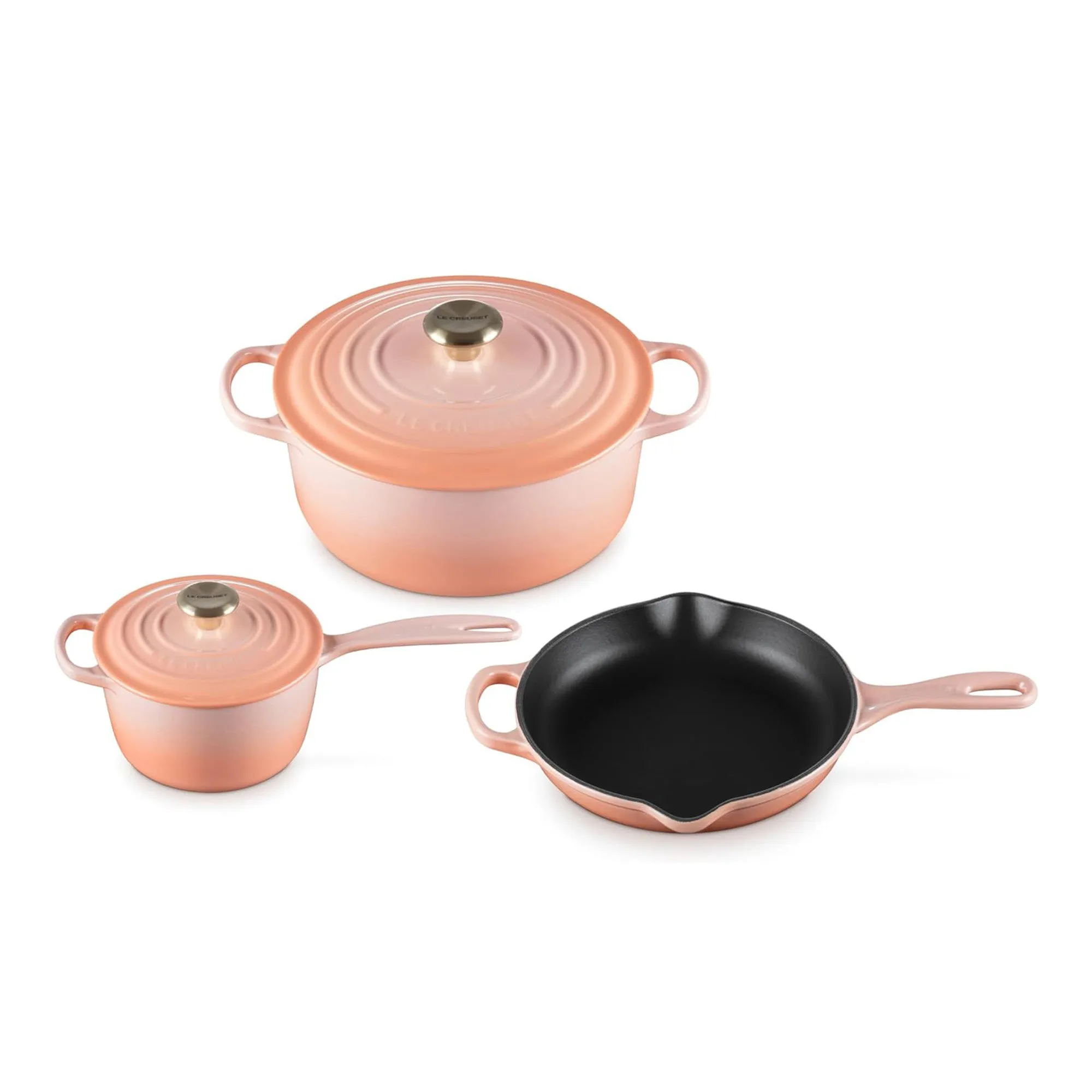 Le Creuset Signature Enameled Cast Iron 5-Piece Cookware Set, Peche