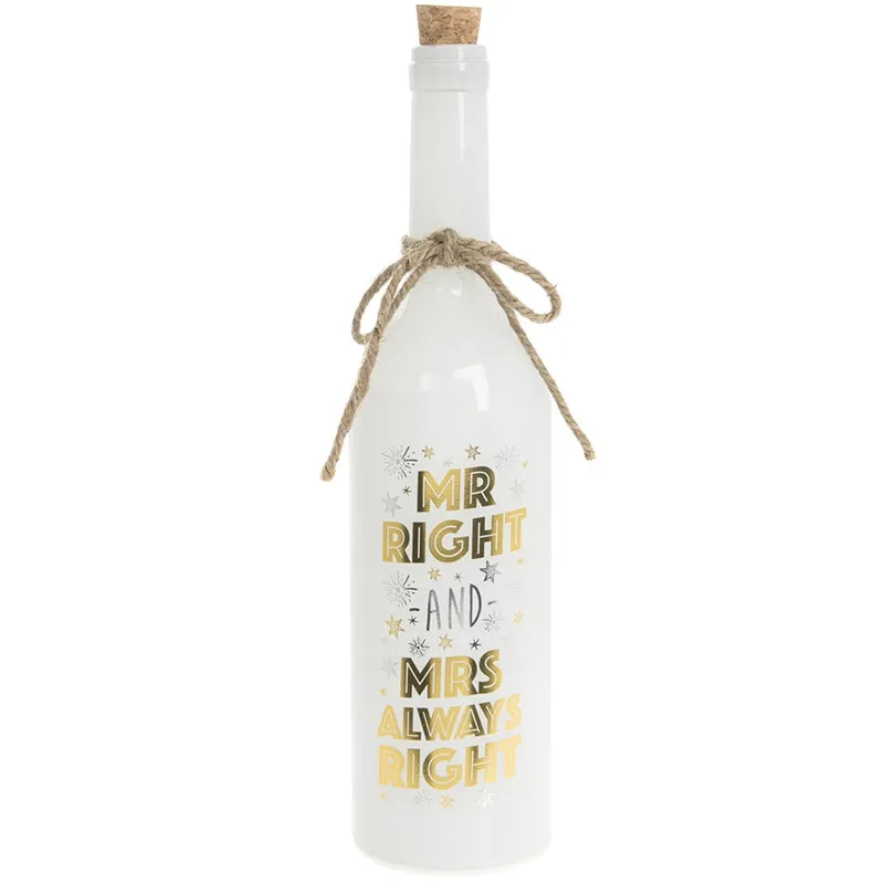 LED Illuminated Bottle Mr & Mrs Always Right