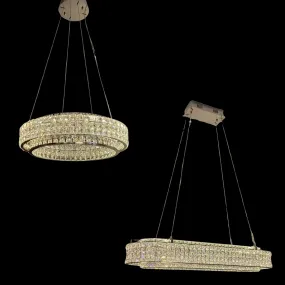 Light Luxury Two-Layered Round/Oval Crystal Chandelier for Living/Dining Room/Kitchen Island