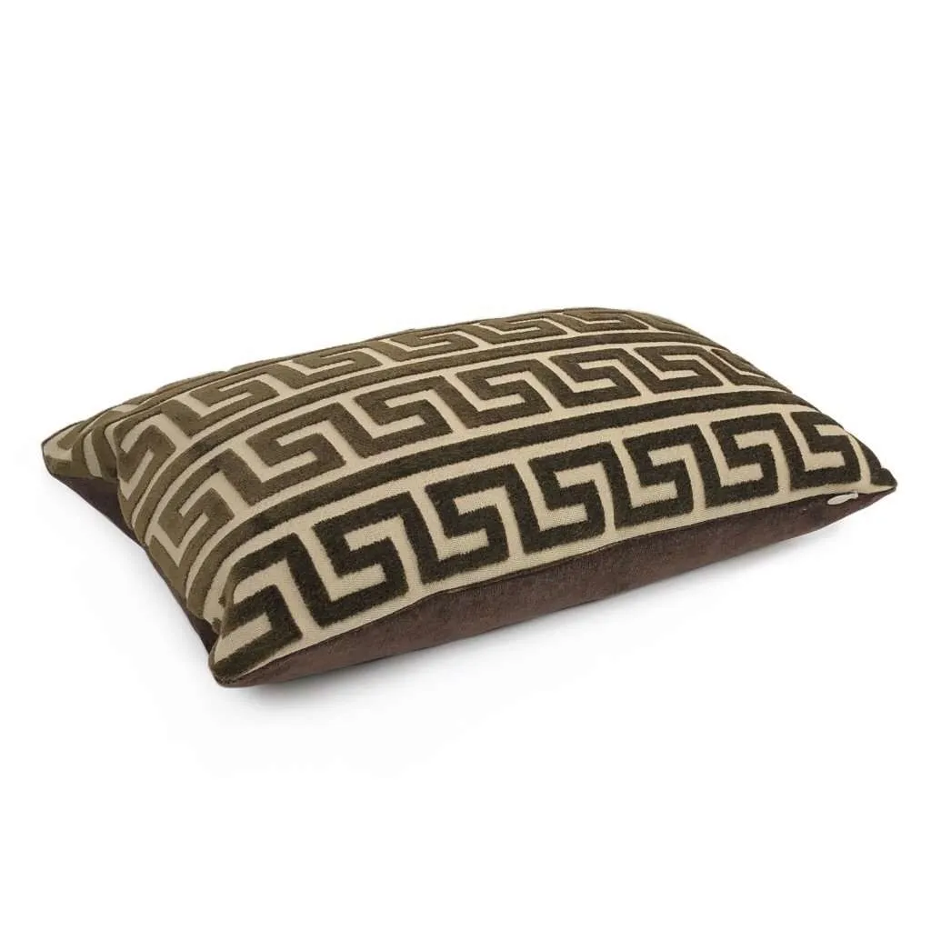 Logan Brown Greek Key Stripe Cut Velvet Pillow Cover (Fabric by the Yard available)