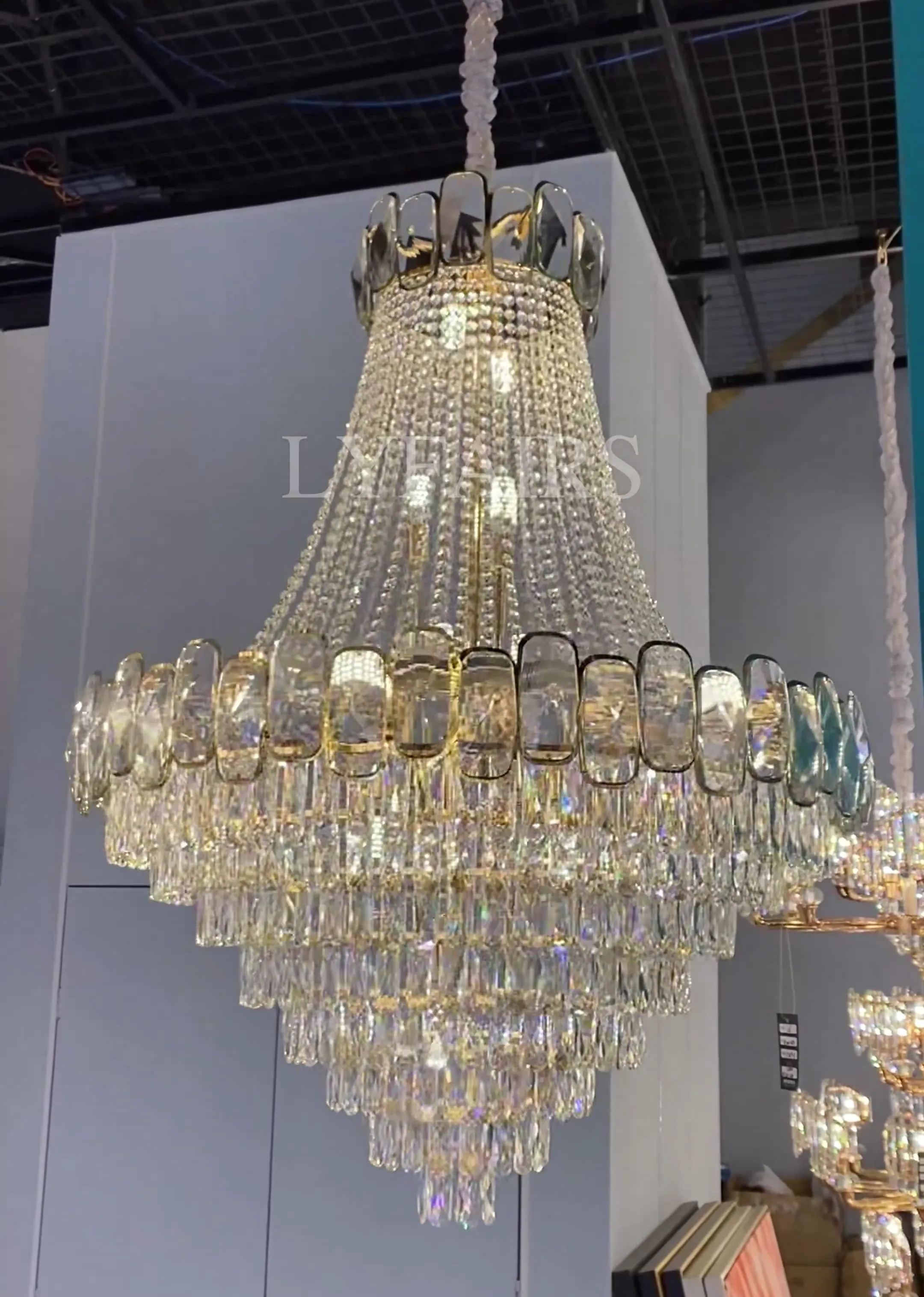 Luxury Funnel Crystal Chandelier for High-ceiling