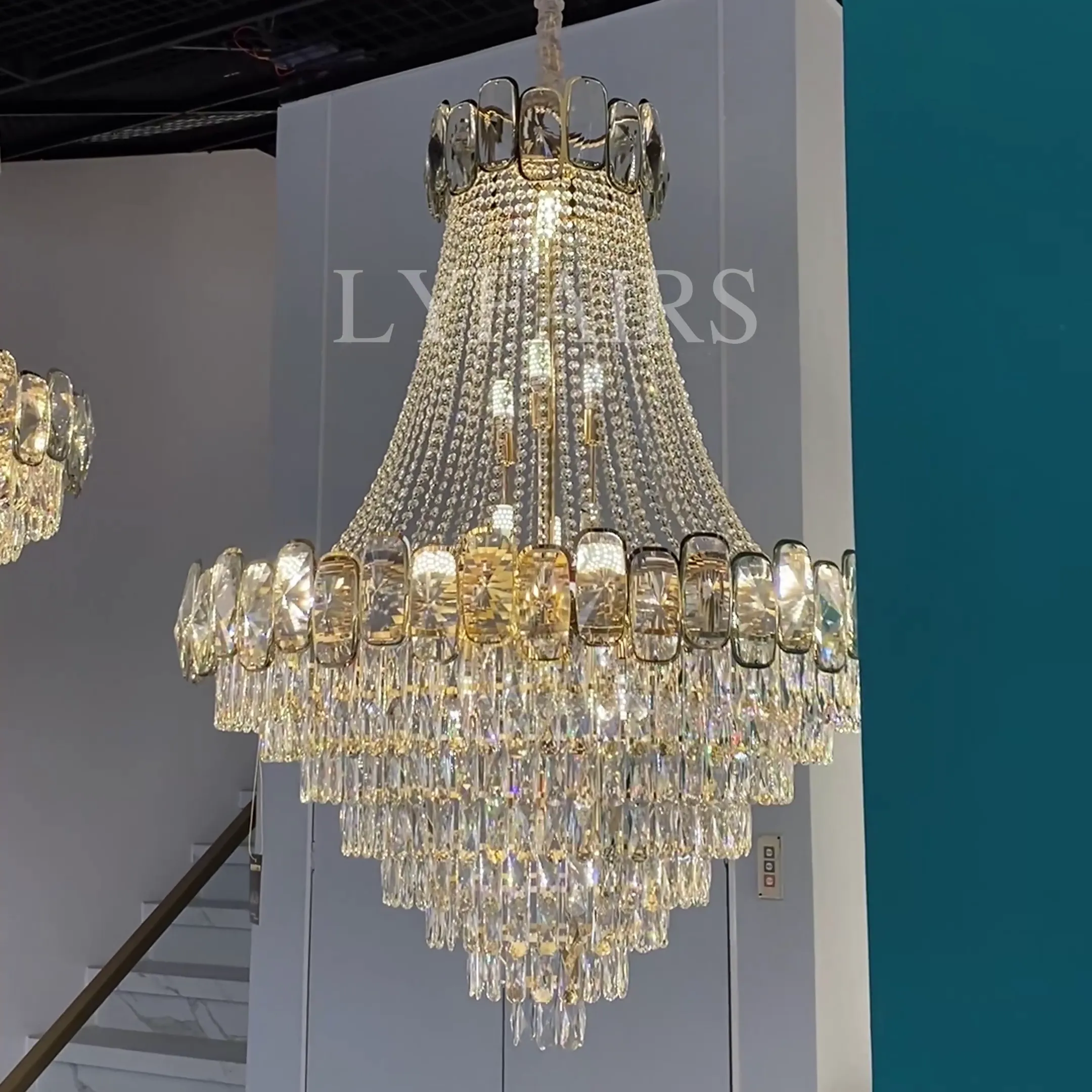 Luxury Funnel Crystal Chandelier for High-ceiling