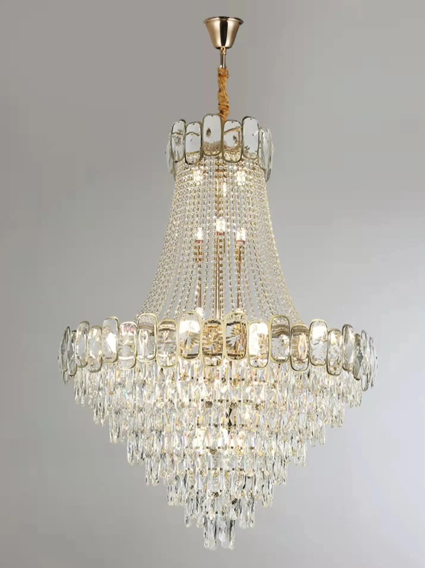 Luxury Funnel Crystal Chandelier for High-ceiling