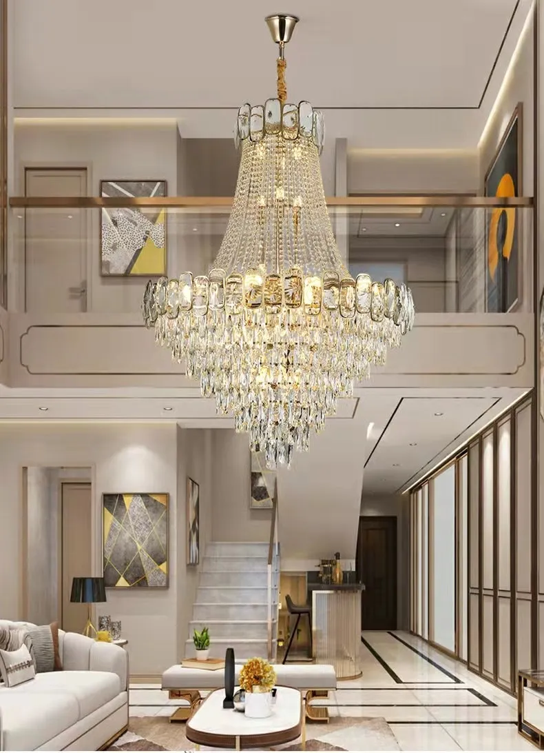 Luxury Funnel Crystal Chandelier for High-ceiling