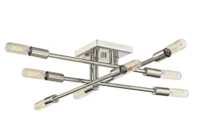 LYRIQUE 8 LIGHT CEILING MOUNT, POLISHED NICKEL