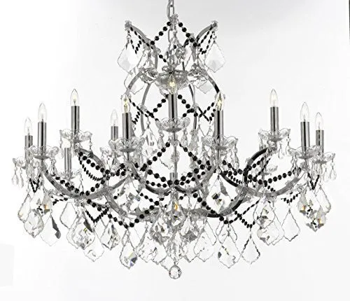 Maria Theresa Chandelier Lighting Crystal Chandeliers H28 "X W37" Chrome Finish Dressed With Jet Black Crystals Great For The Dining Room Living Room Family Room Entryway / Foyer - J10-B62/B80/Chrome/26050/15 1