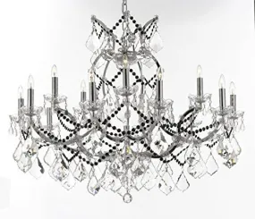 Maria Theresa Chandelier Lighting Crystal Chandeliers H28 "X W37" Chrome Finish Dressed With Jet Black Crystals Great For The Dining Room Living Room Family Room Entryway / Foyer - J10-B62/B80/Chrome/26050/15 1