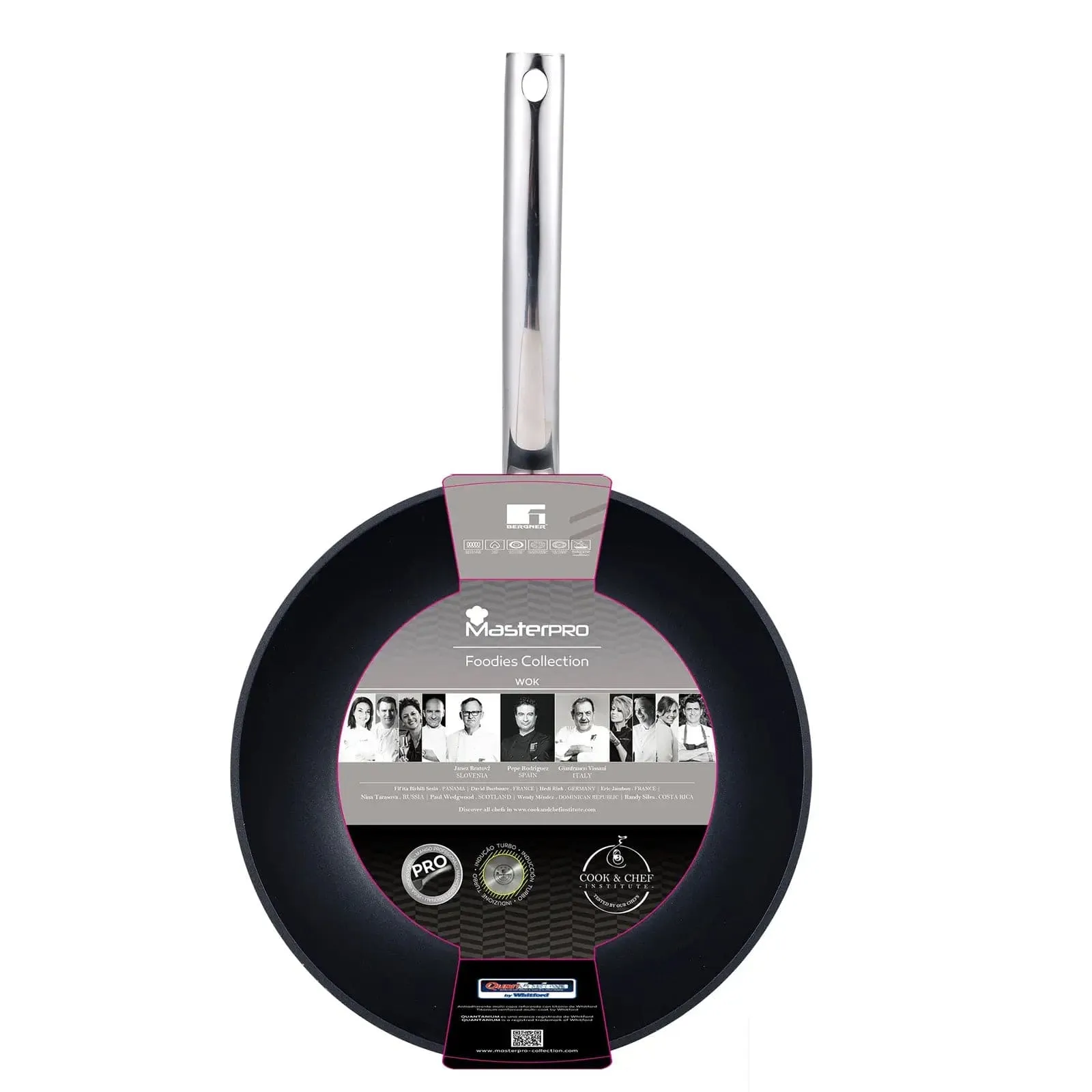 MasterPro Foodies Wok Forged Aluminium Non-Stick Black Silver 28cm