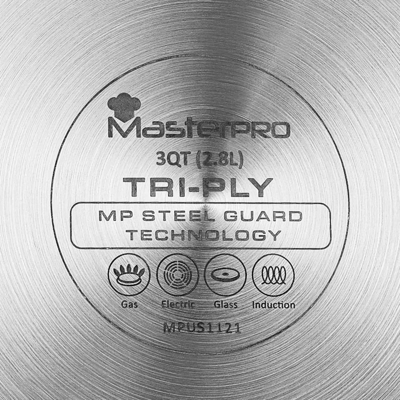 MasterPro Giro 10 Piece Stainless Steel Cookware Set Glass Lid