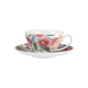 Maxwell & Williams Eucalyptus Bloom Coupe Cup & Saucer Set White