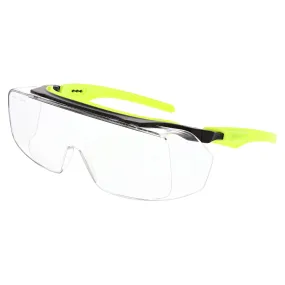 MCR Safety Klondike OTG Safety Glasses - Black/Lime Frame - Clear MAX6 Anti-Fog Lens - OG220PF420