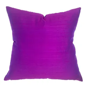 Metallic Purple Solid Shantung Silk Throw Pillow Cover 20x20