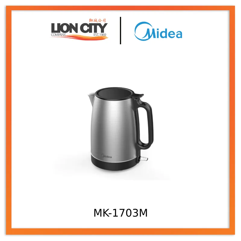 Midea MK-1703M 1.7L Fast Boiling Electric Kettle, Stainless Steel Grey