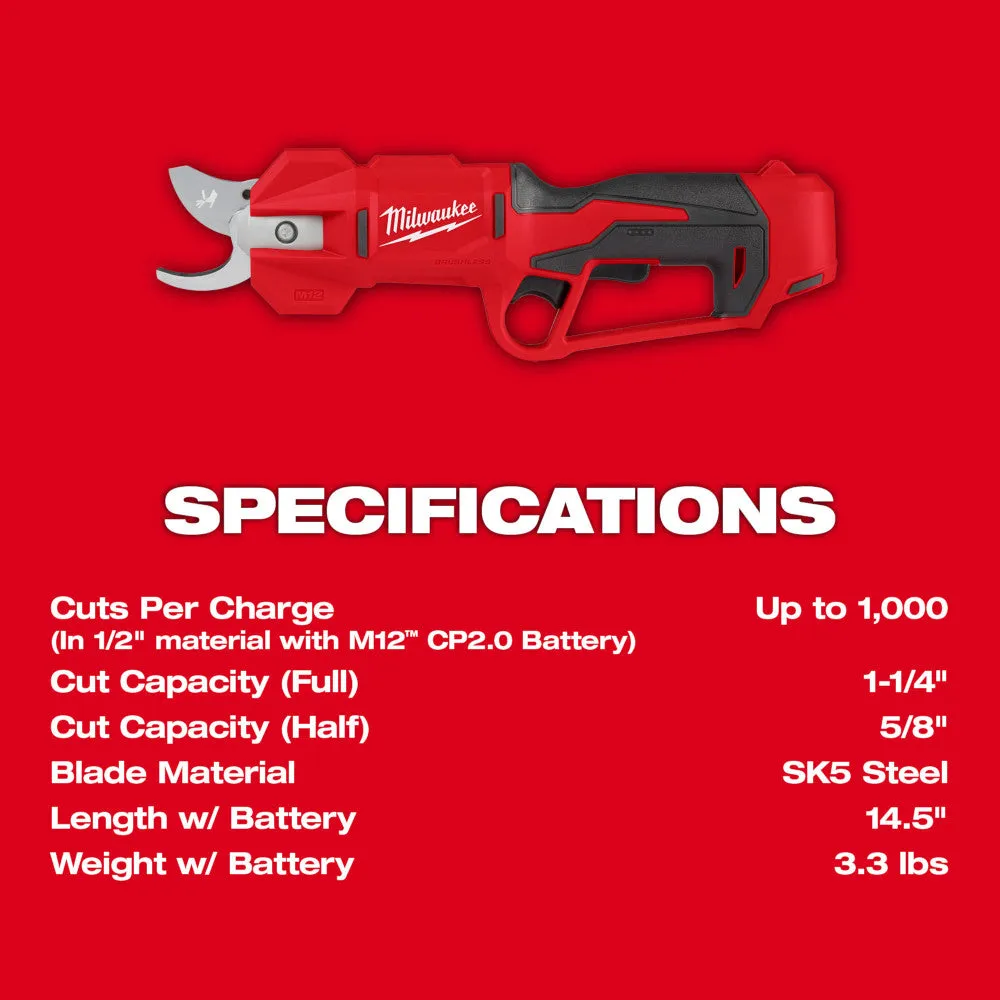 Milwaukee 2534-20 M12 12V Brushless Cordless Pruning Shears - Bare Tool