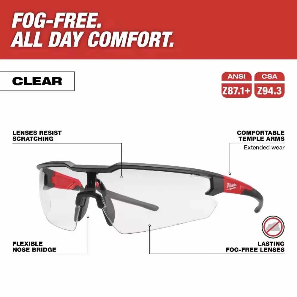 Milwaukee 48-73-2012 Safety Glasses - Clear Fog-Free Lenses