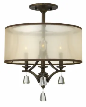 MIME 3 LIGHT CEILING MOUNT, FRENCH BRONZE