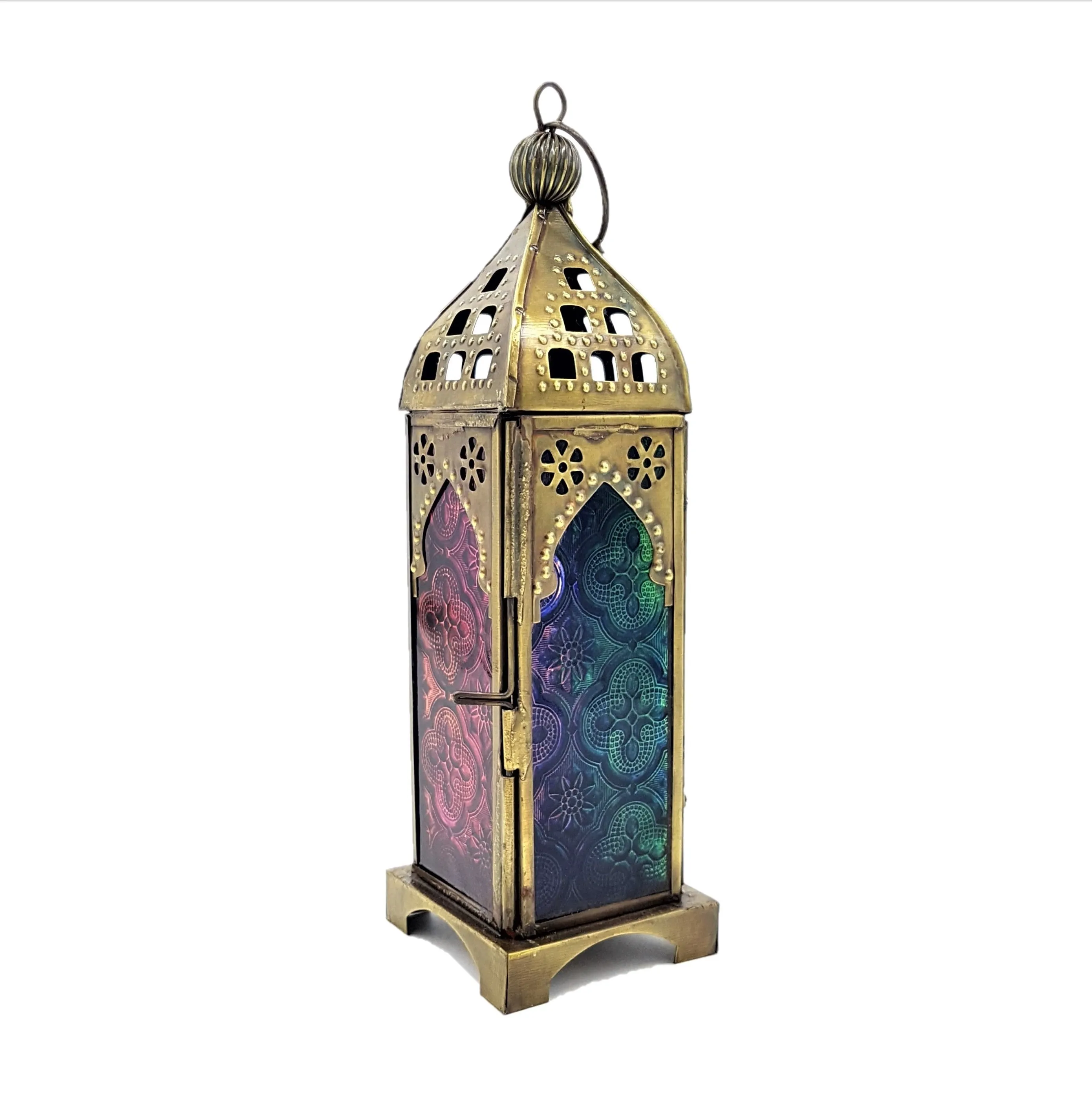 Mini Patterned Glass Lantern - Choice of Colours