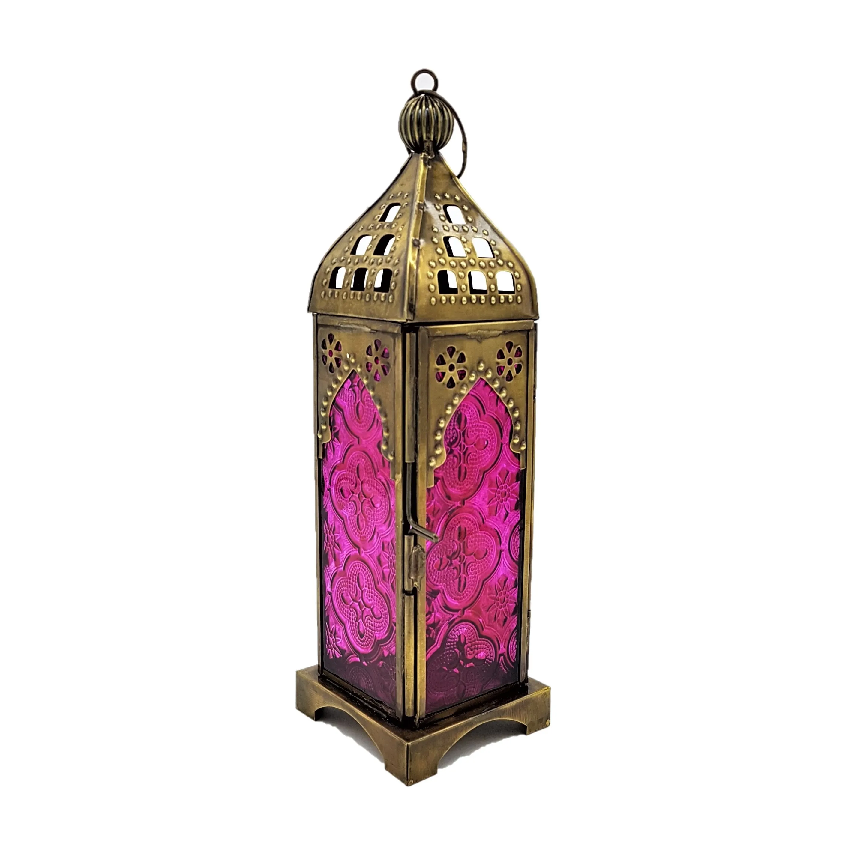 Mini Patterned Glass Lantern - Choice of Colours