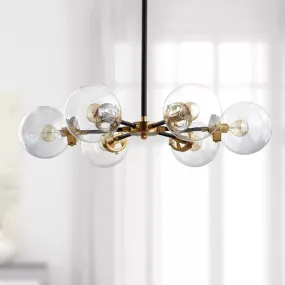 Minimal Gold & Black Bubble Chandelier - 6 Light Glass Pendant Lighting