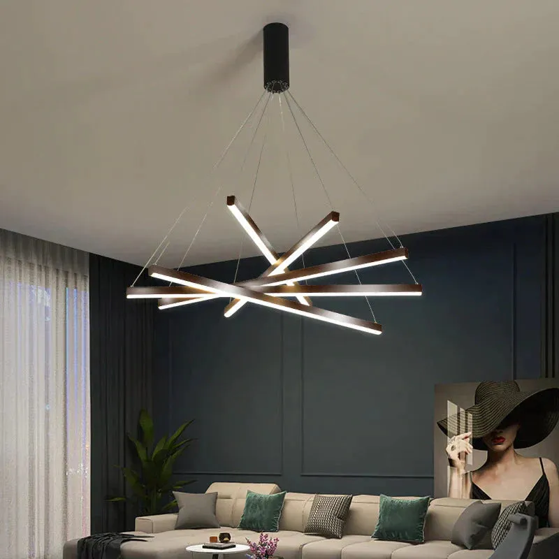 Modern Black Stair Chandelier simple modern duplex building high-rise empty living Dining room hall Bedroom long LED line lamp