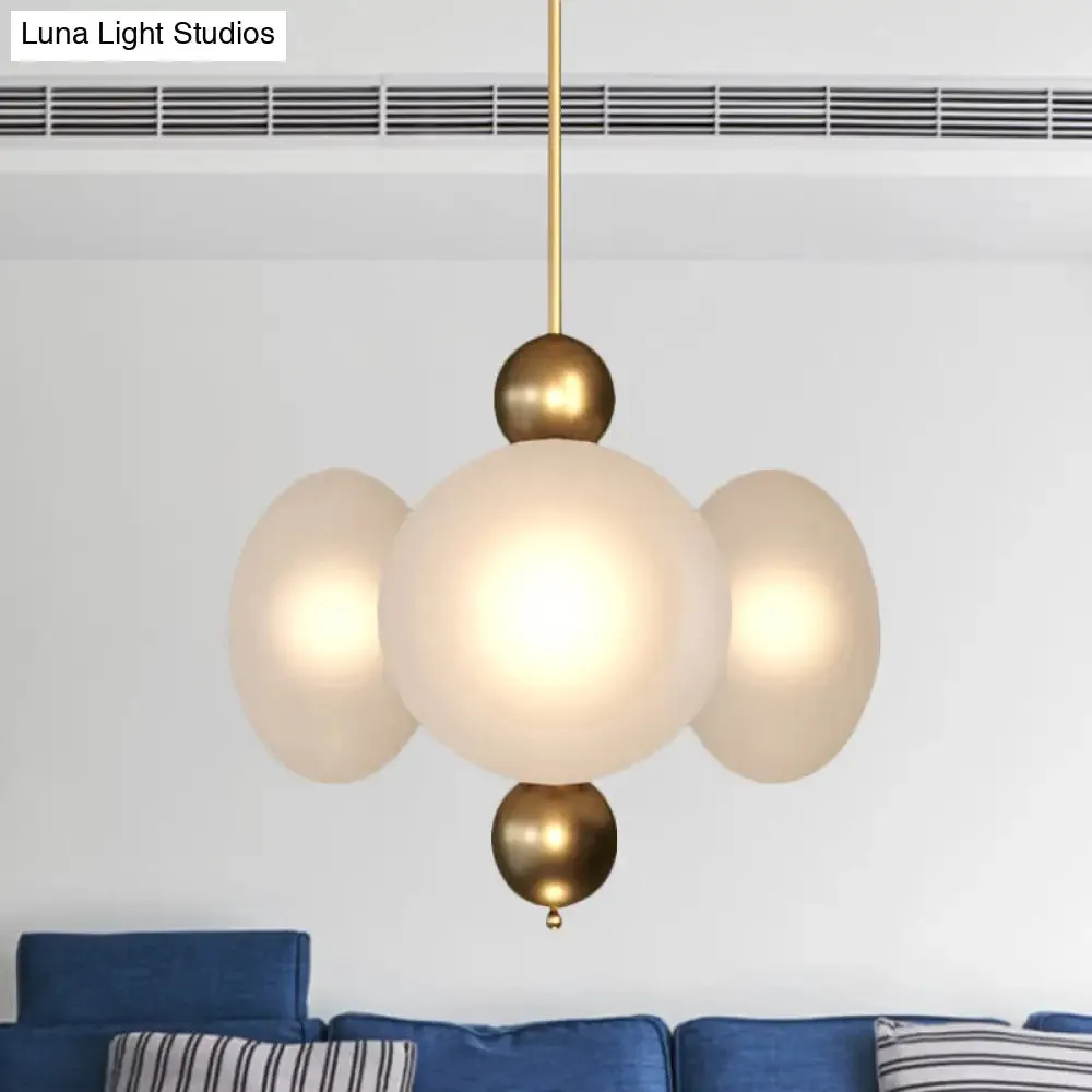 Modern Gold Round Chandelier with Frosted Glass - 4 Heads Ceiling Suspension Lamp