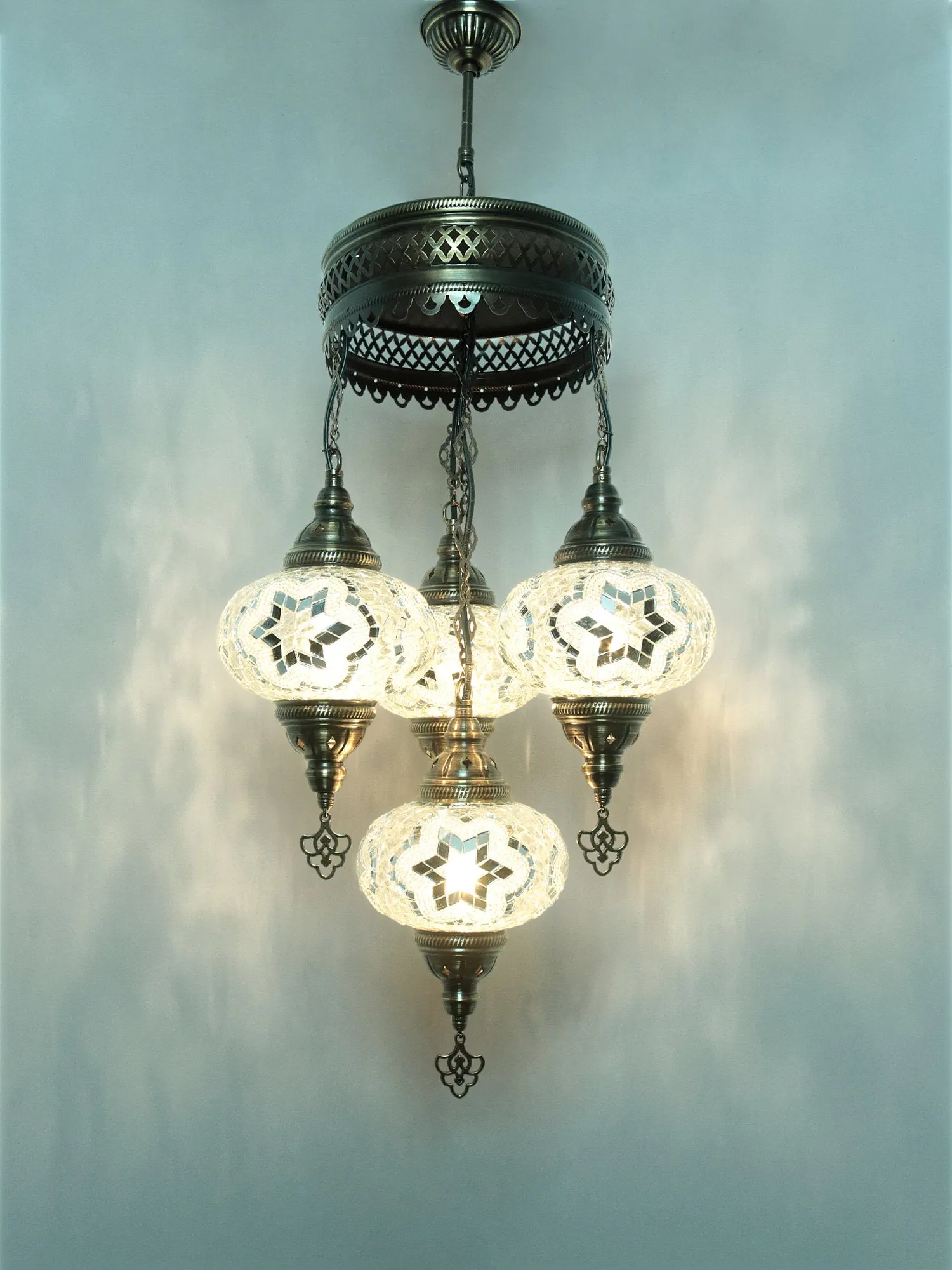 Mosaic Chandelier 4 Globe Turkish Design Colorful