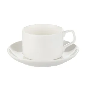 Mugs - Plain White Mugs - 5oz Coffee Cup and Saucer