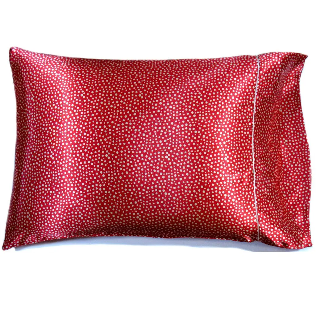 Neck and Head Support Bed Pillow, Rust with White Polka Dots.