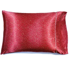 Neck and Head Support Bed Pillow, Rust with White Polka Dots.