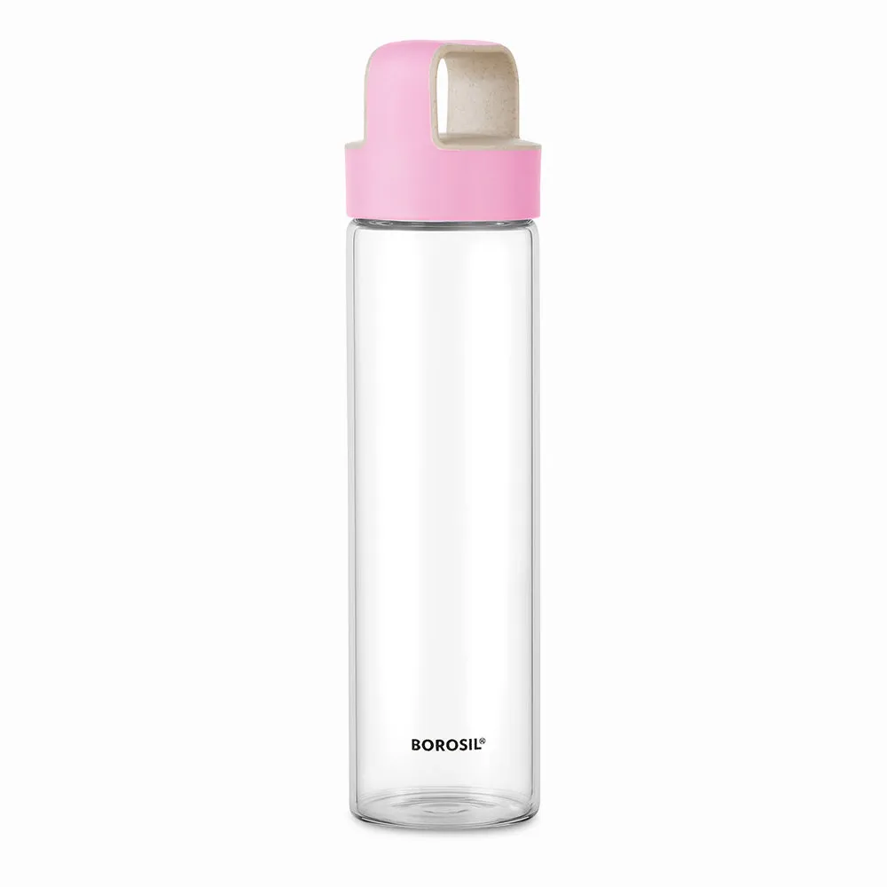 Neo Borosilicate Glass Bottle - Pink Lid - Personalise