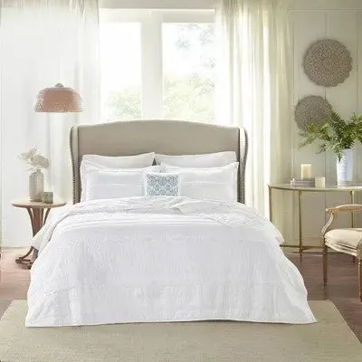 New - Alexis Ruffle Quilted Coverlet Set (King/California King) White - 4pc