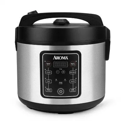 New - Aroma 20 Cup Digital Multicooker & Rice Cooker - Stainless Steel