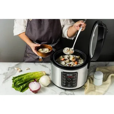 New - Aroma 20 Cup Digital Multicooker & Rice Cooker - Stainless Steel